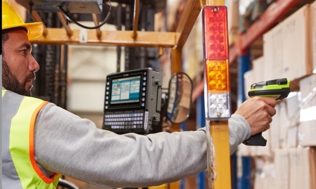 warehouse worker on a forklift