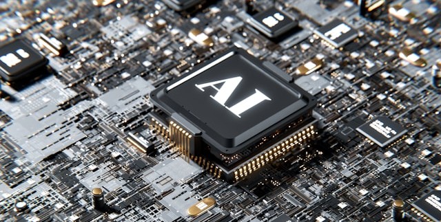 AI labled Processor on a mother board