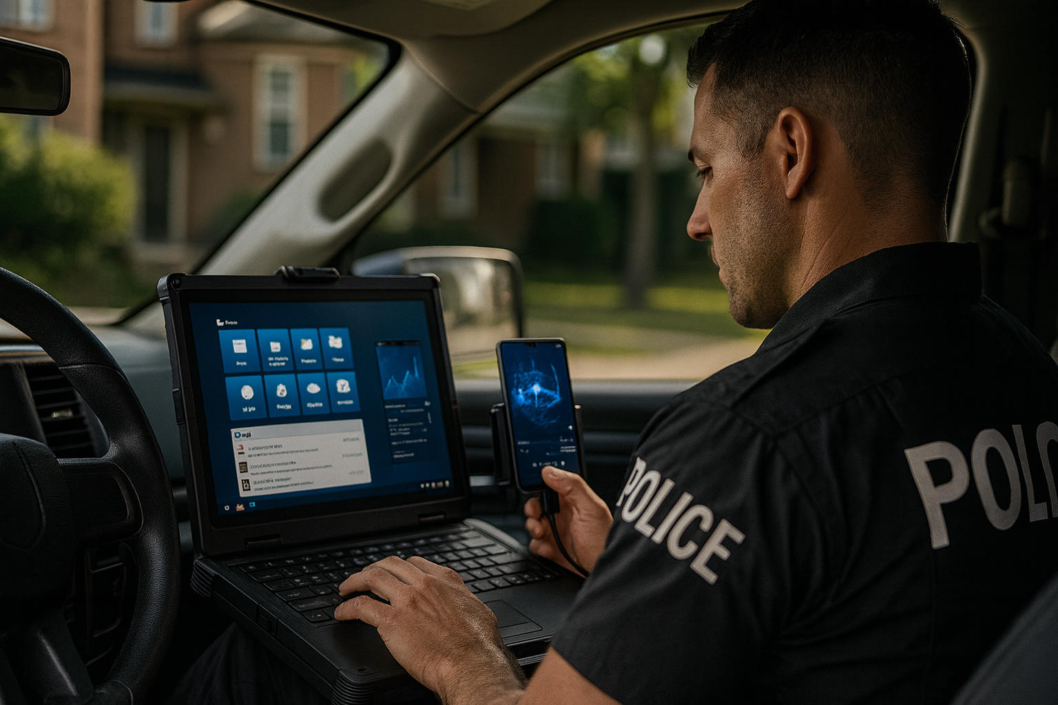 police LD140 lapdock image in vehicle